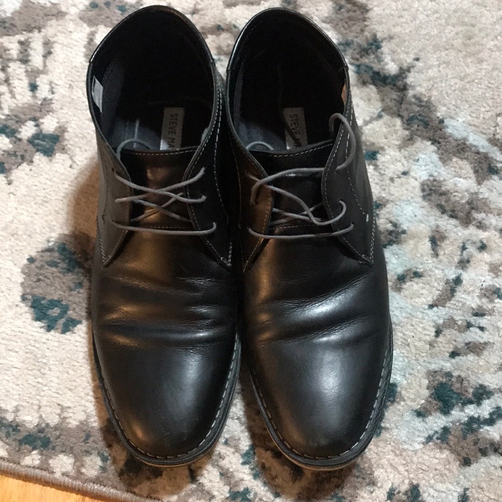 Steve Madden black men’s leather shoes EUC! - Picture 1 of 5